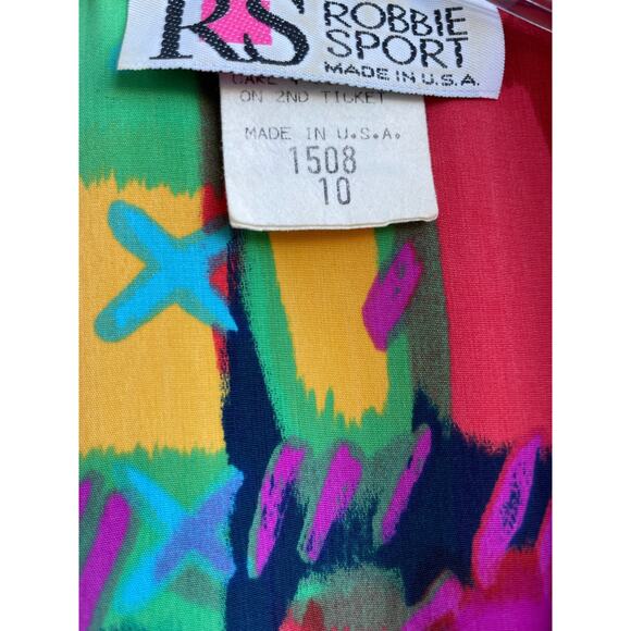 Vtg 80's 90's Robbie Sport multicolor short sleeve size 10 med - Picture 3 of 6